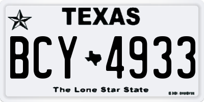 TX license plate BCY4933