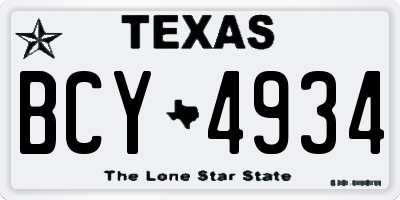 TX license plate BCY4934