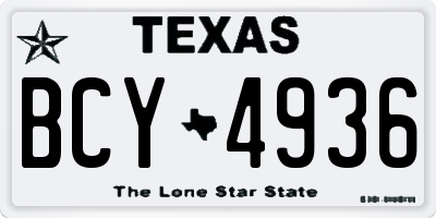 TX license plate BCY4936