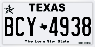 TX license plate BCY4938