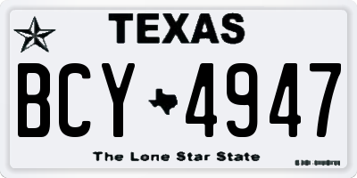 TX license plate BCY4947
