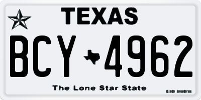 TX license plate BCY4962