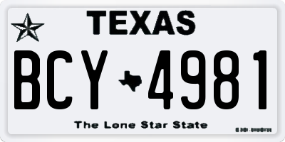 TX license plate BCY4981