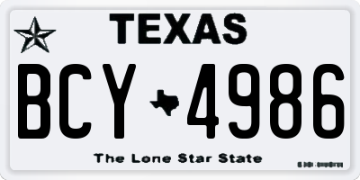 TX license plate BCY4986