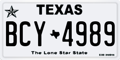 TX license plate BCY4989