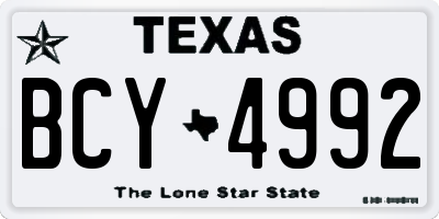 TX license plate BCY4992