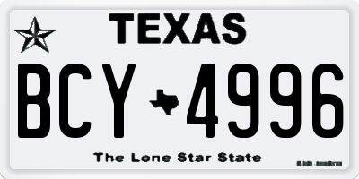 TX license plate BCY4996