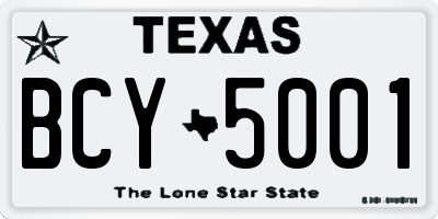 TX license plate BCY5001