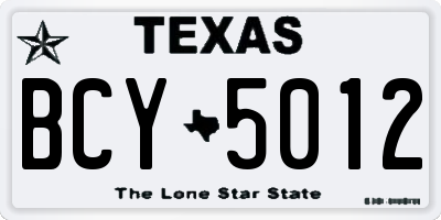 TX license plate BCY5012