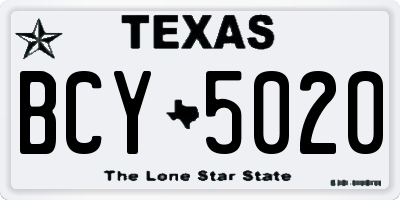 TX license plate BCY5020