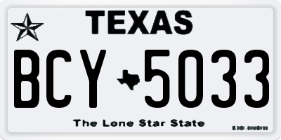 TX license plate BCY5033