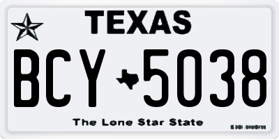 TX license plate BCY5038