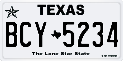 TX license plate BCY5234