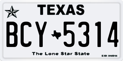TX license plate BCY5314