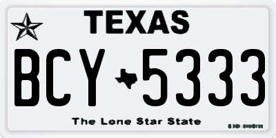 TX license plate BCY5333