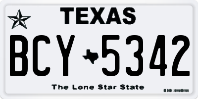 TX license plate BCY5342