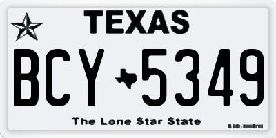 TX license plate BCY5349