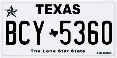 TX license plate BCY5360