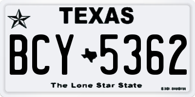 TX license plate BCY5362