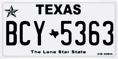 TX license plate BCY5363