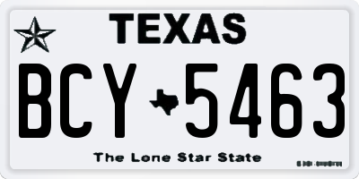 TX license plate BCY5463