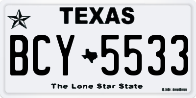 TX license plate BCY5533