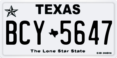 TX license plate BCY5647