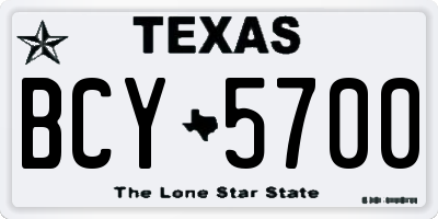 TX license plate BCY5700