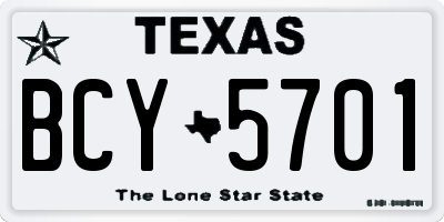 TX license plate BCY5701