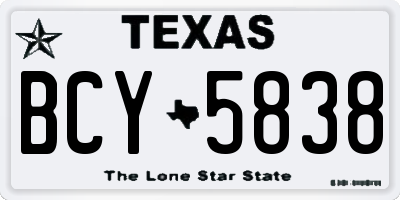 TX license plate BCY5838