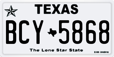 TX license plate BCY5868