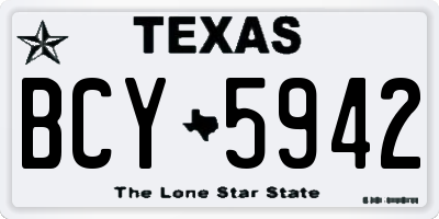 TX license plate BCY5942