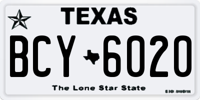 TX license plate BCY6020
