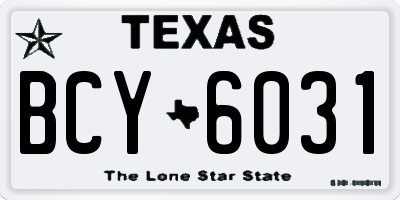 TX license plate BCY6031