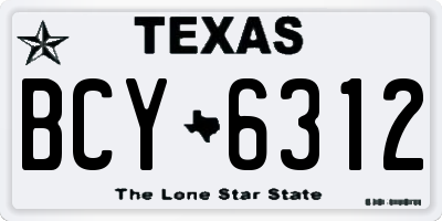 TX license plate BCY6312