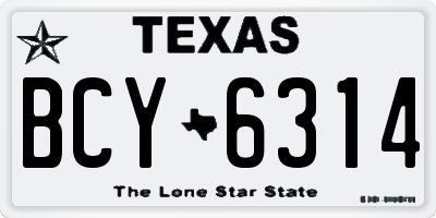 TX license plate BCY6314