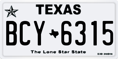 TX license plate BCY6315