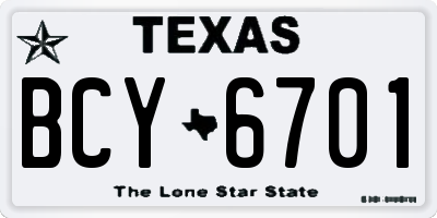 TX license plate BCY6701