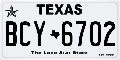 TX license plate BCY6702