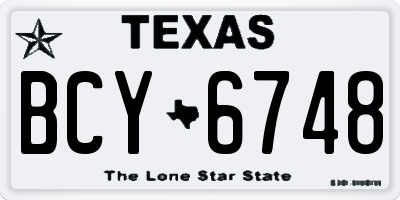 TX license plate BCY6748