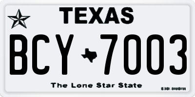 TX license plate BCY7003