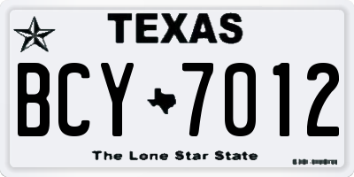 TX license plate BCY7012
