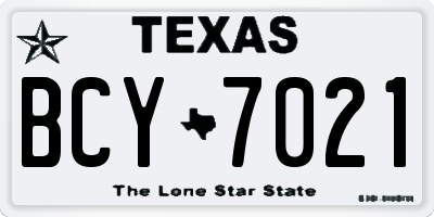 TX license plate BCY7021