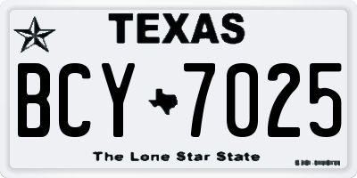 TX license plate BCY7025