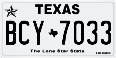 TX license plate BCY7033