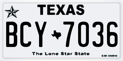 TX license plate BCY7036