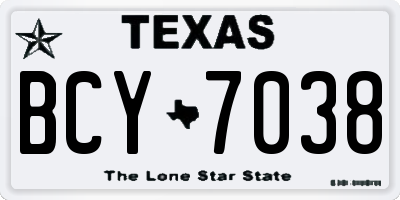 TX license plate BCY7038