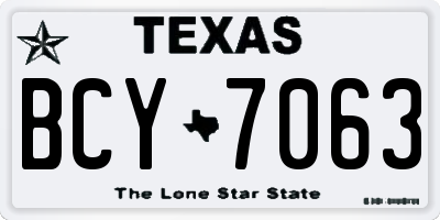 TX license plate BCY7063