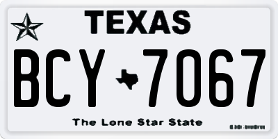 TX license plate BCY7067