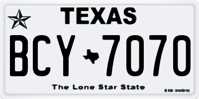 TX license plate BCY7070